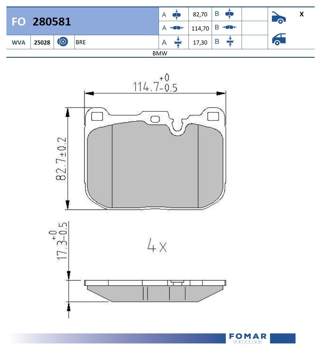 FOMAR Friction FO 280581: Piduriklotsid