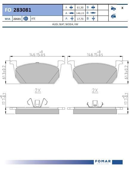 FOMAR Friction FO 283081: Piduriklotsid