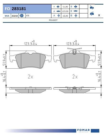 FOMAR Friction FO 283181: Piduriklotsid