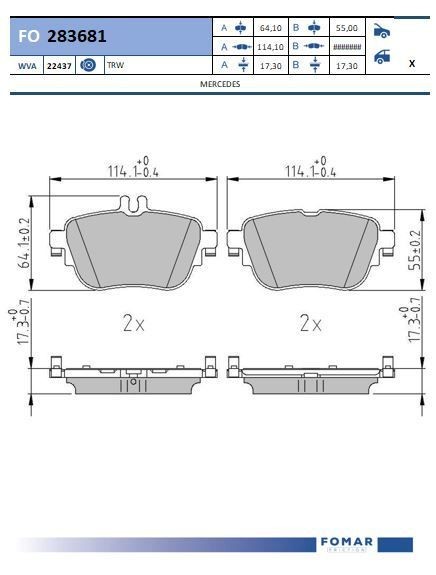FOMAR Friction FO 283681: Piduriklotsid