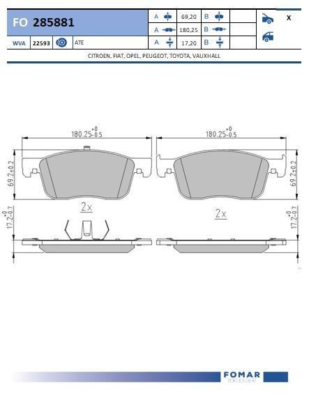 FOMAR Friction FO 285881: Plăcuțe de frână