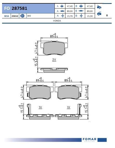 FOMAR Friction FO 287581: Piduriklotsid