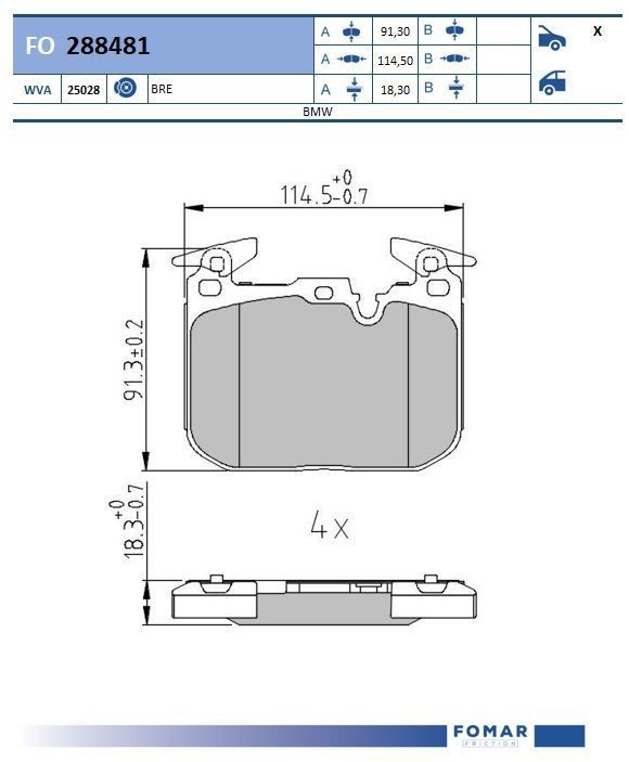 FOMAR Friction FO 288481: Piduriklotsid