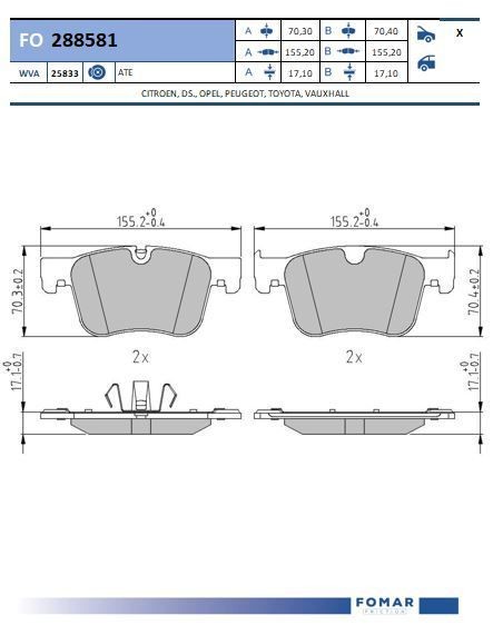 FOMAR Friction FO 288581: Piduriklotsid