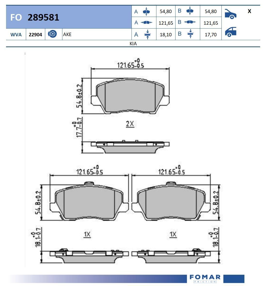 FOMAR Friction FO 289581: Kit pastiglie freni