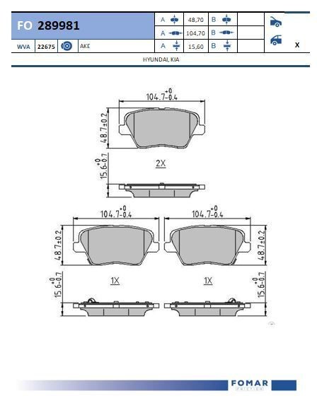FOMAR Friction FO 289981: Piduriklotsid