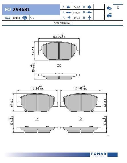 FOMAR Friction FO 293681: Piduriklotsid