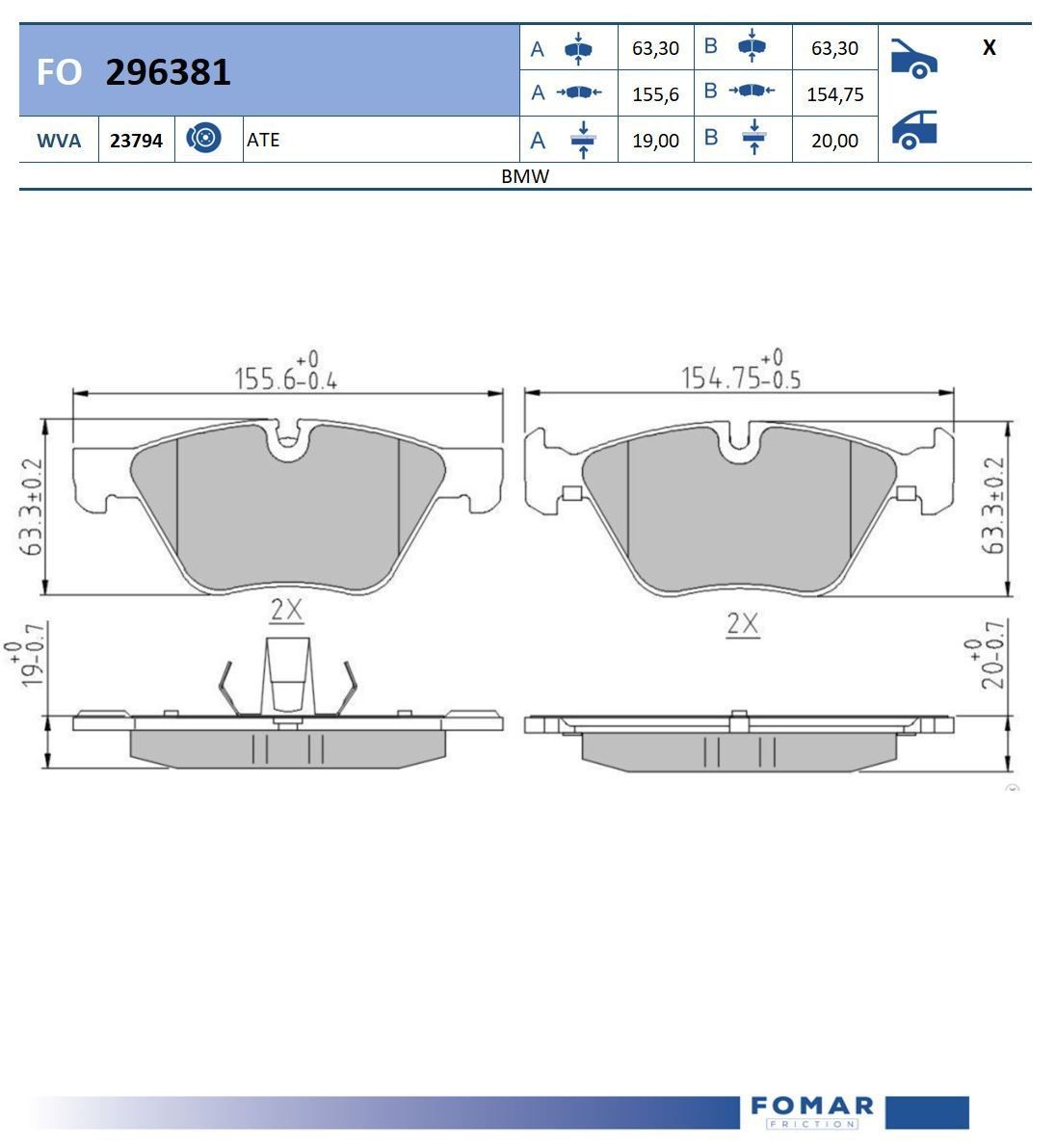 FOMAR Friction FO 296381: Brzdové platničky