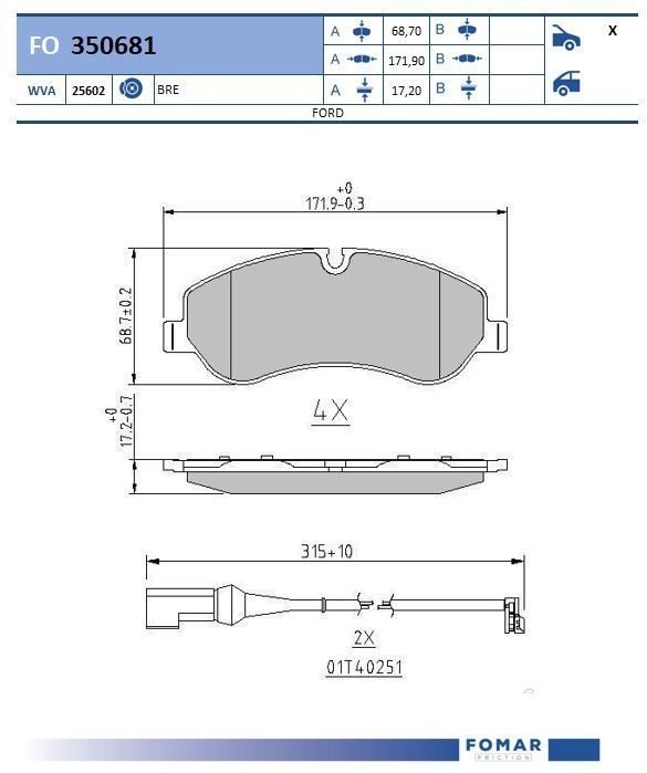 FOMAR Friction FO 350681: Piduriklotsid