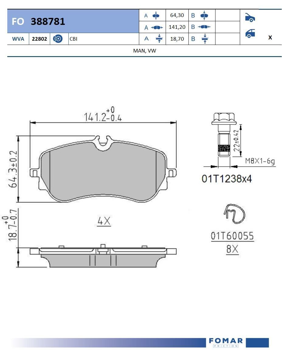FOMAR Friction FO 388781: Piduriklotsid