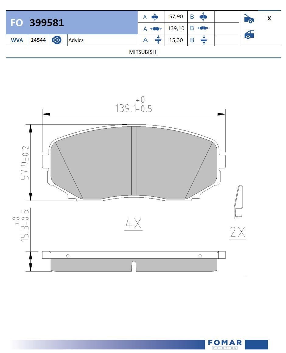 FOMAR Friction FO 399581: Kit pastiglie freni