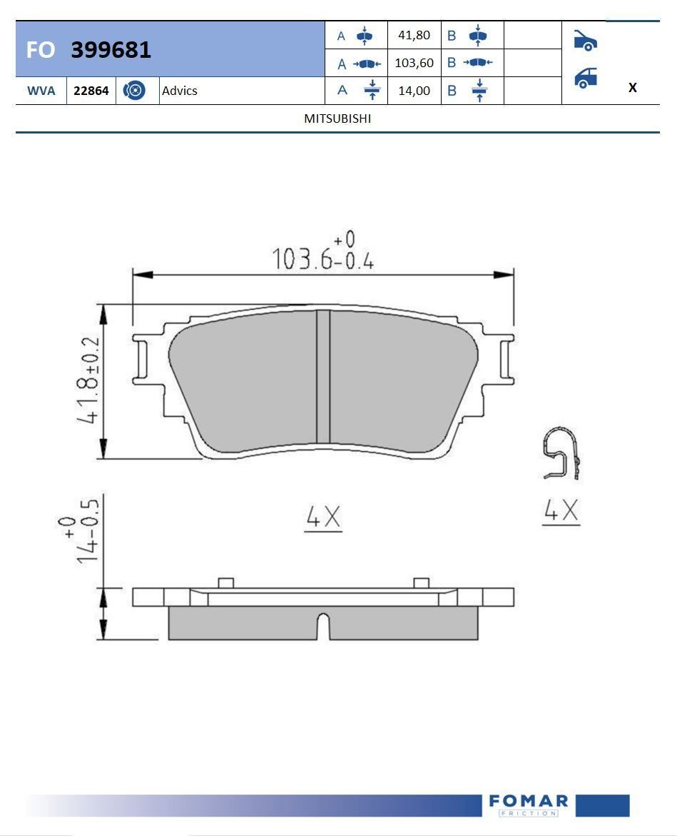 FOMAR Friction FO 399681: Piduriklotsid