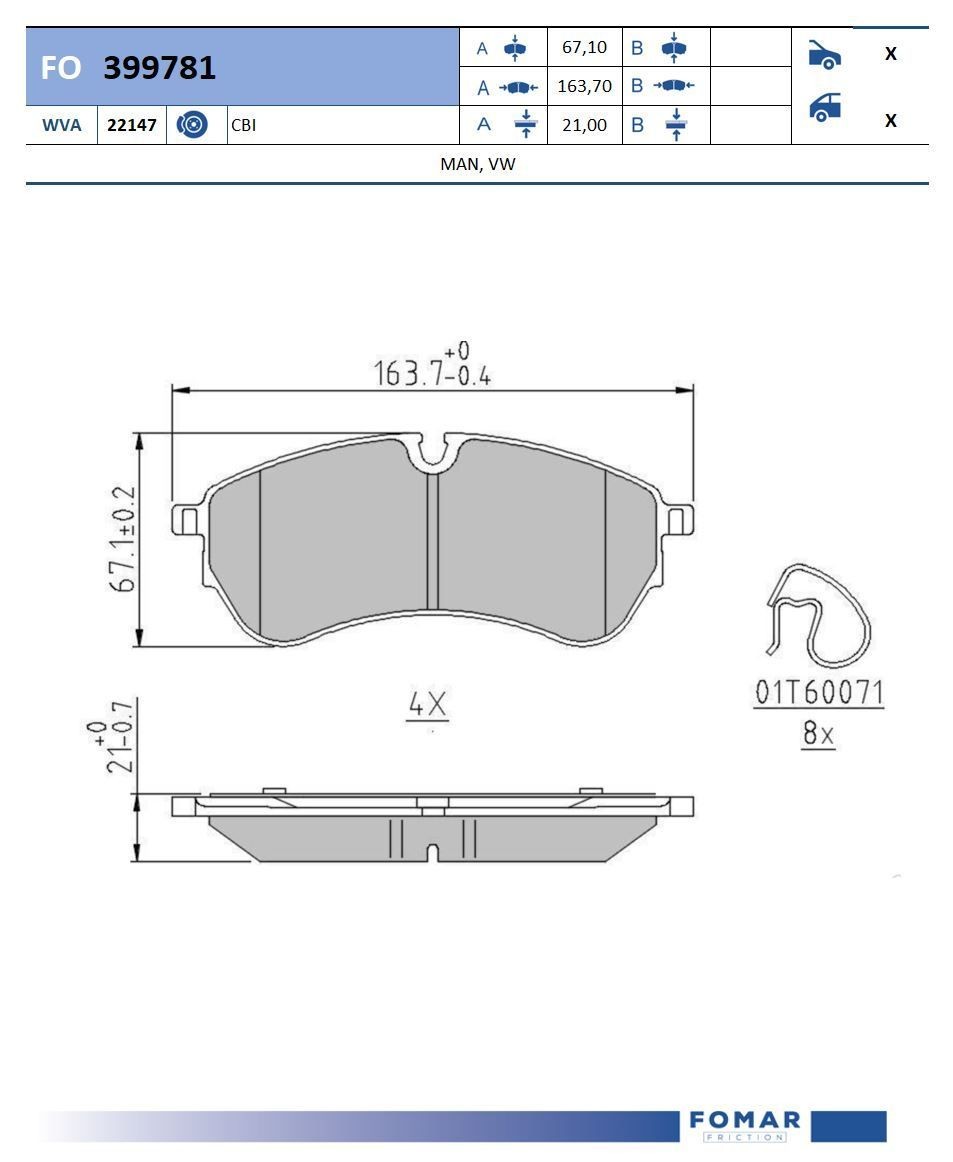 FOMAR Friction FO 399781: Kit pastiglie freni