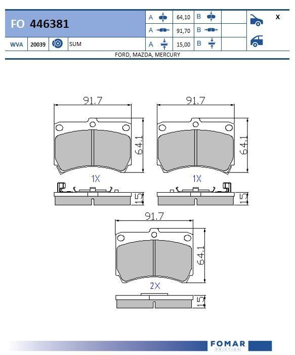FOMAR Friction FO 446381: Piduriklotsid