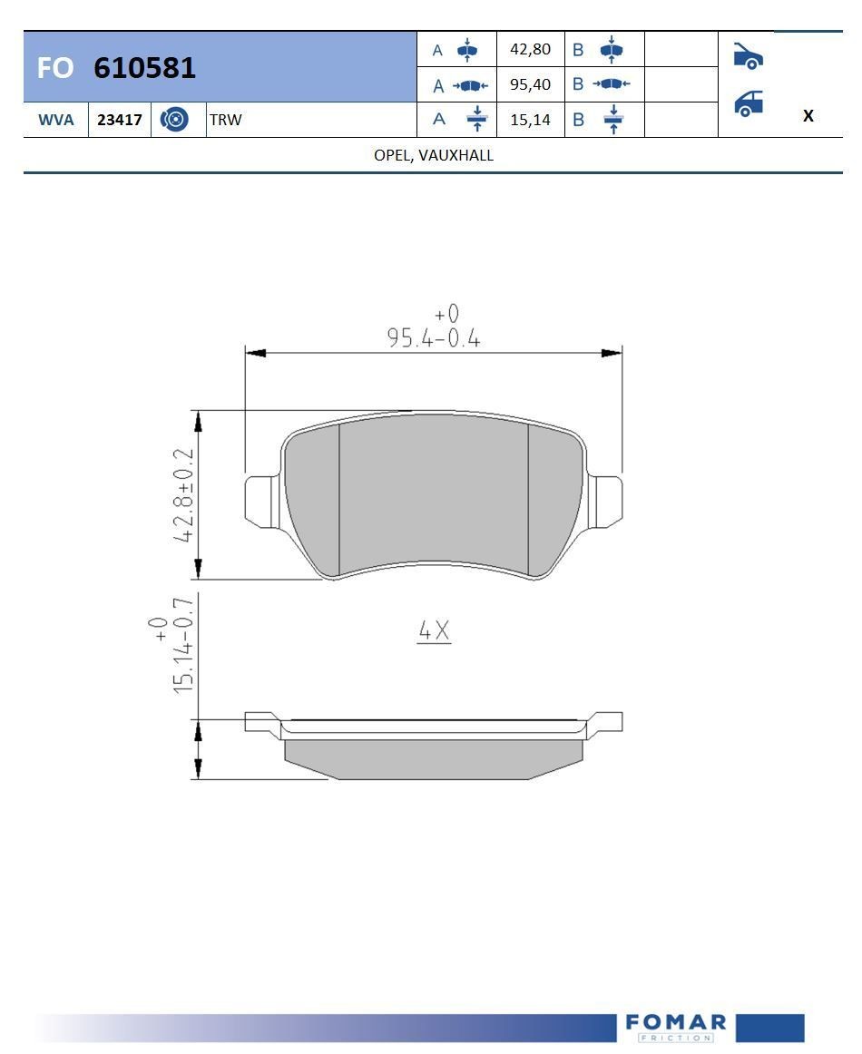 FOMAR Friction FO 610581: Piduriklotsid