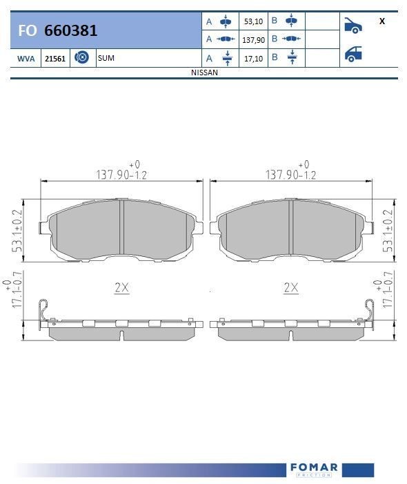FOMAR Friction FO 660381: Piduriklotsid