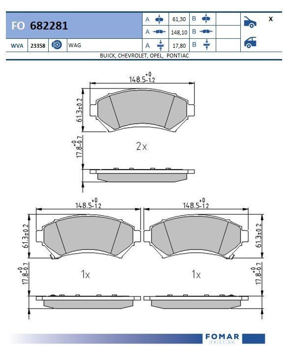 FOMAR Friction FO 682281: Piduriklotsid