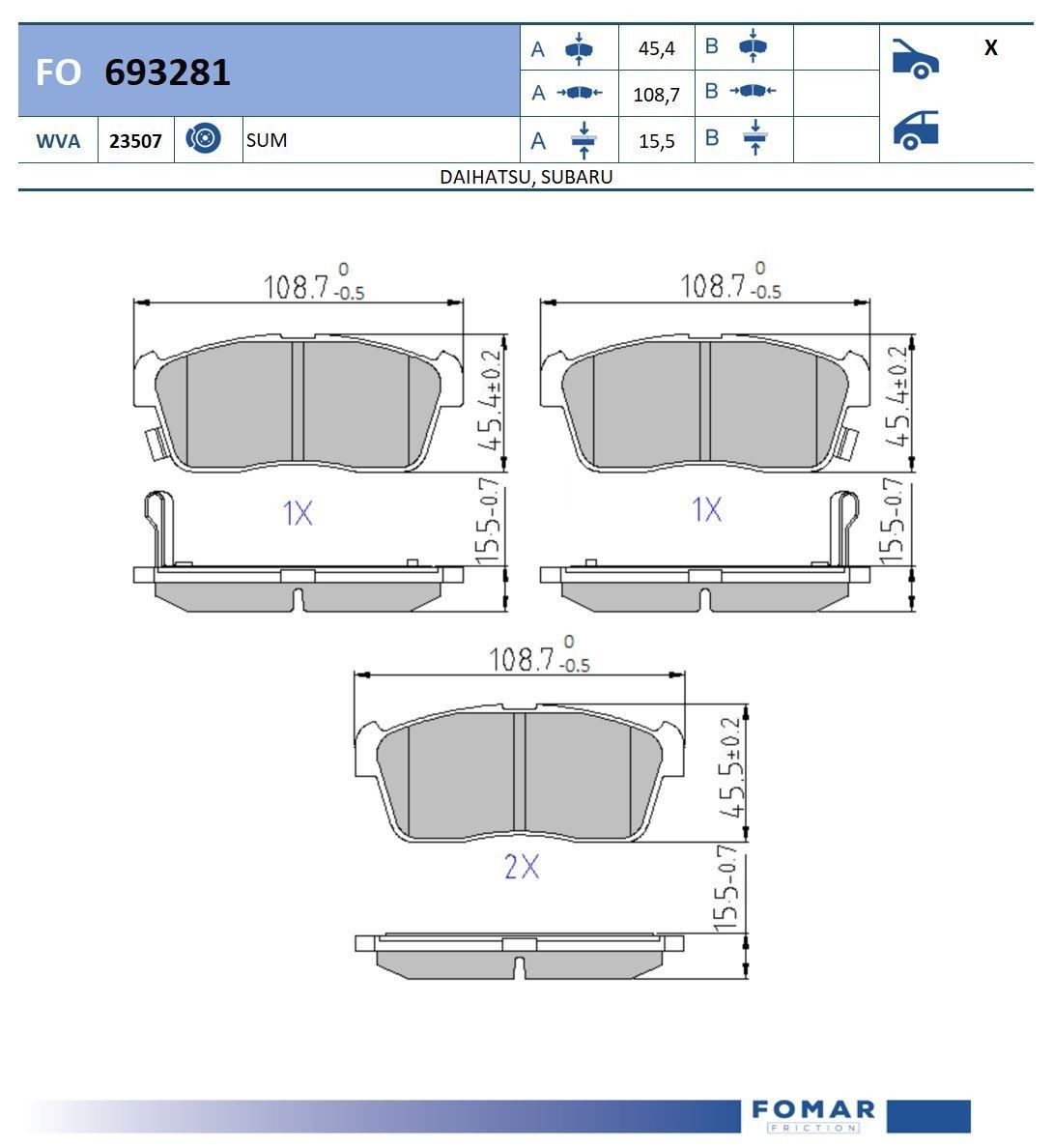 FOMAR Friction FO 693281: Piduriklotsid