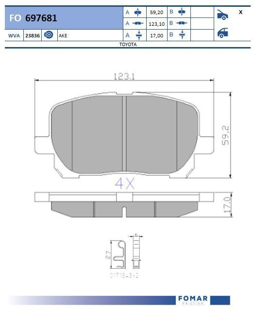 FOMAR Friction FO 697681: Piduriklotsid