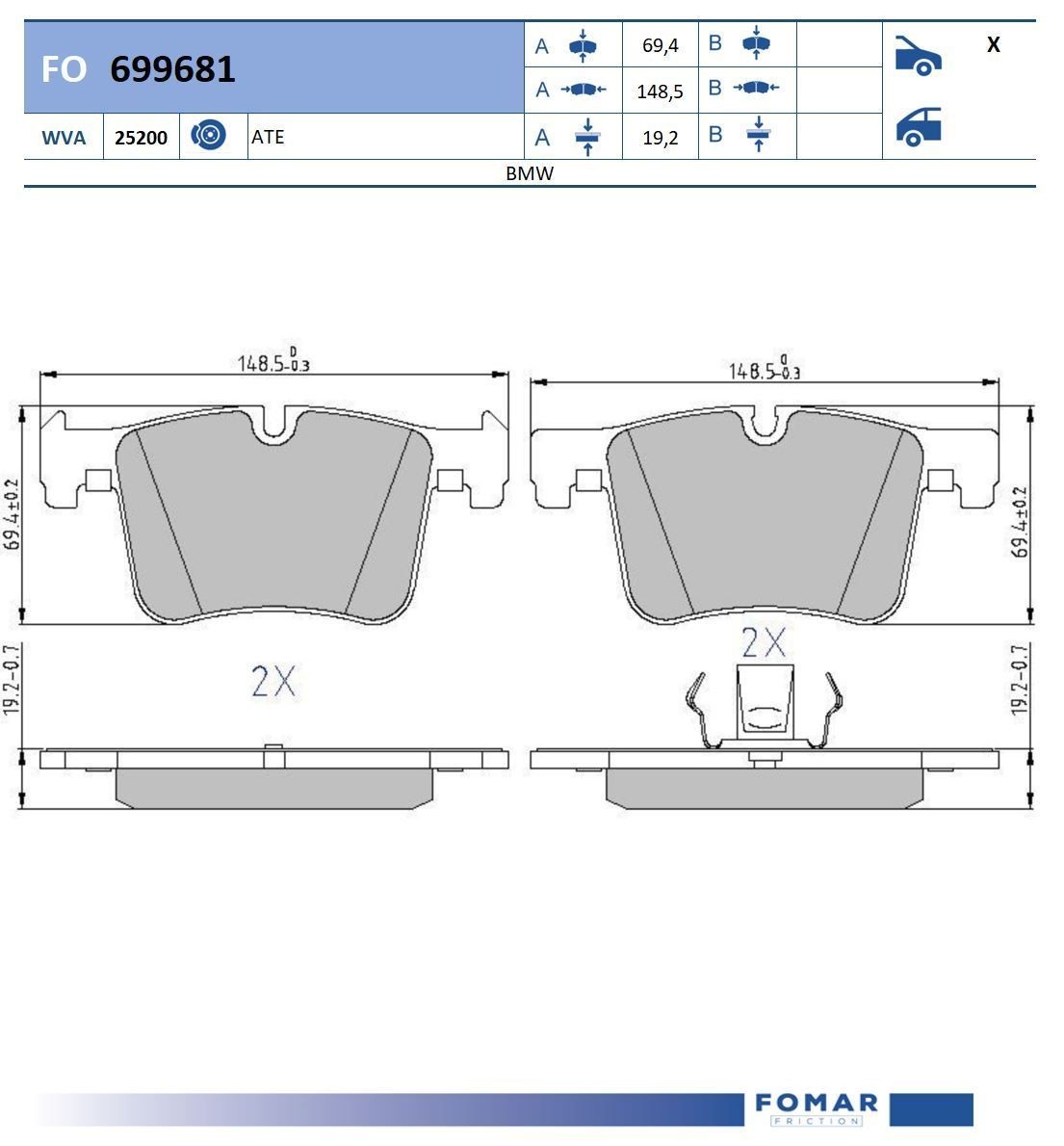 FOMAR Friction FO 699681: Piduriklotsid