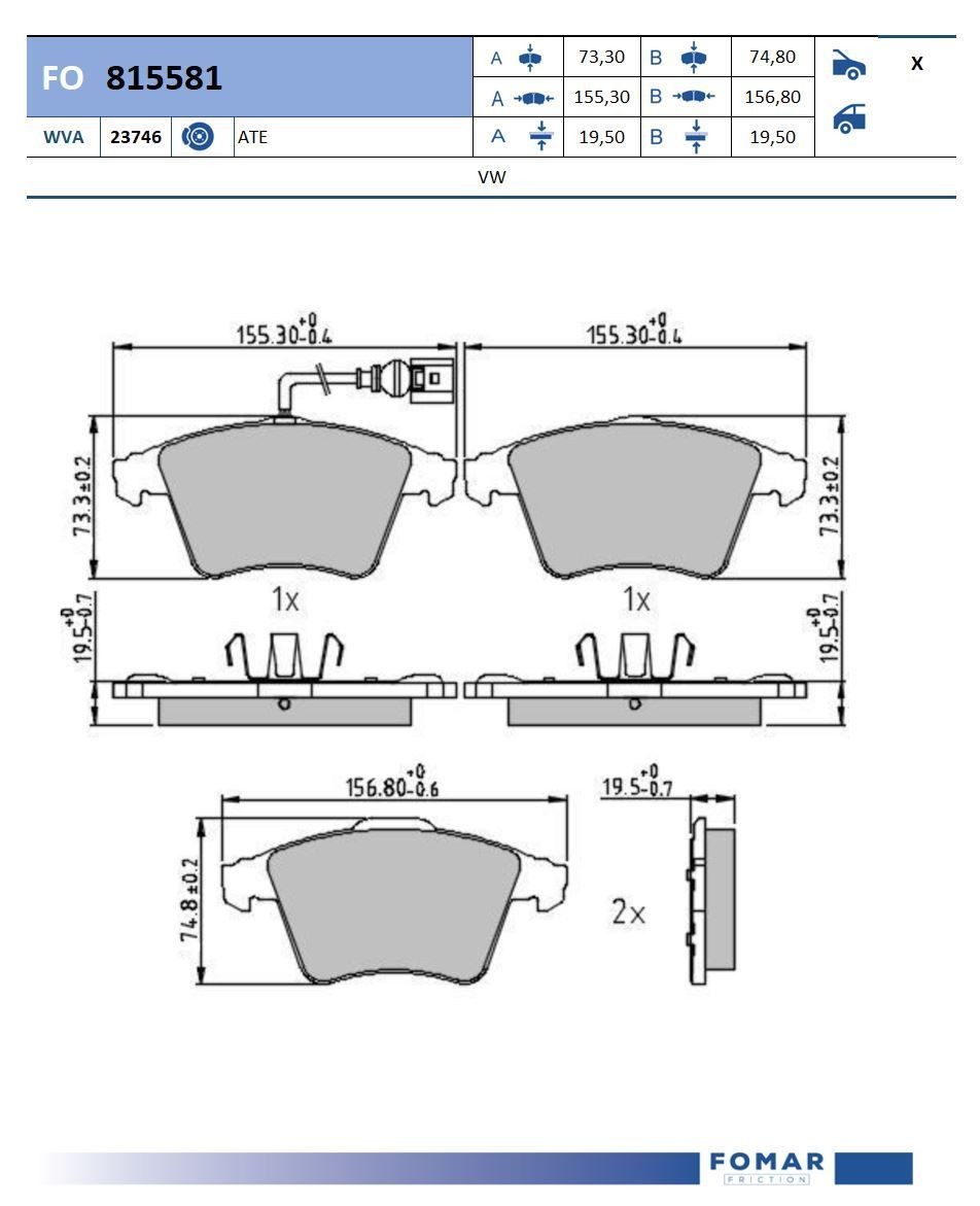 FOMAR Friction FO 815581: Piduriklotsid