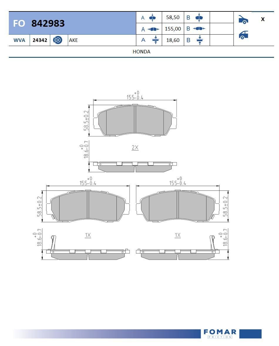 FOMAR Friction FO 842983: Piduriklotsid