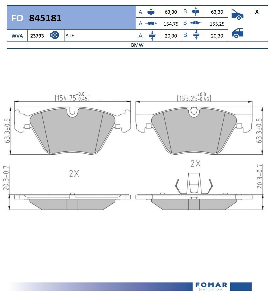 FOMAR Friction FO 845181: Piduriklotsid