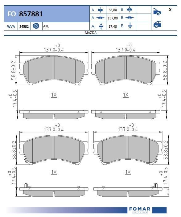 FOMAR Friction FO 857881: Piduriklotsid