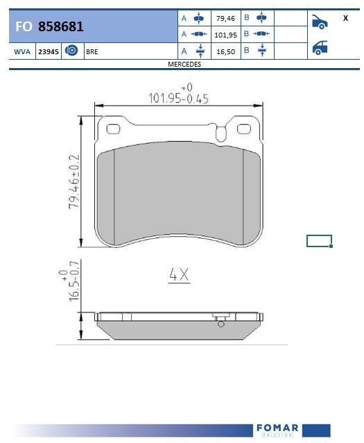 FOMAR Friction FO 858681: Piduriklotsid