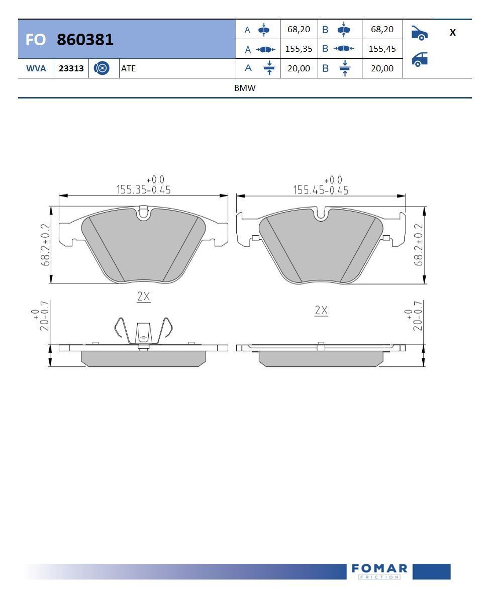 FOMAR Friction FO 860381: Piduriklotsid