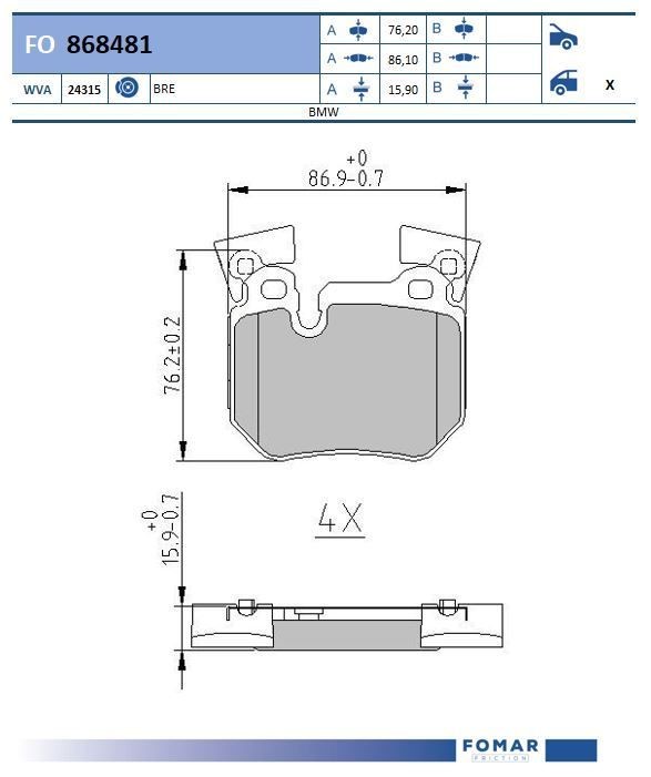 FOMAR Friction FO 868481: Piduriklotsid