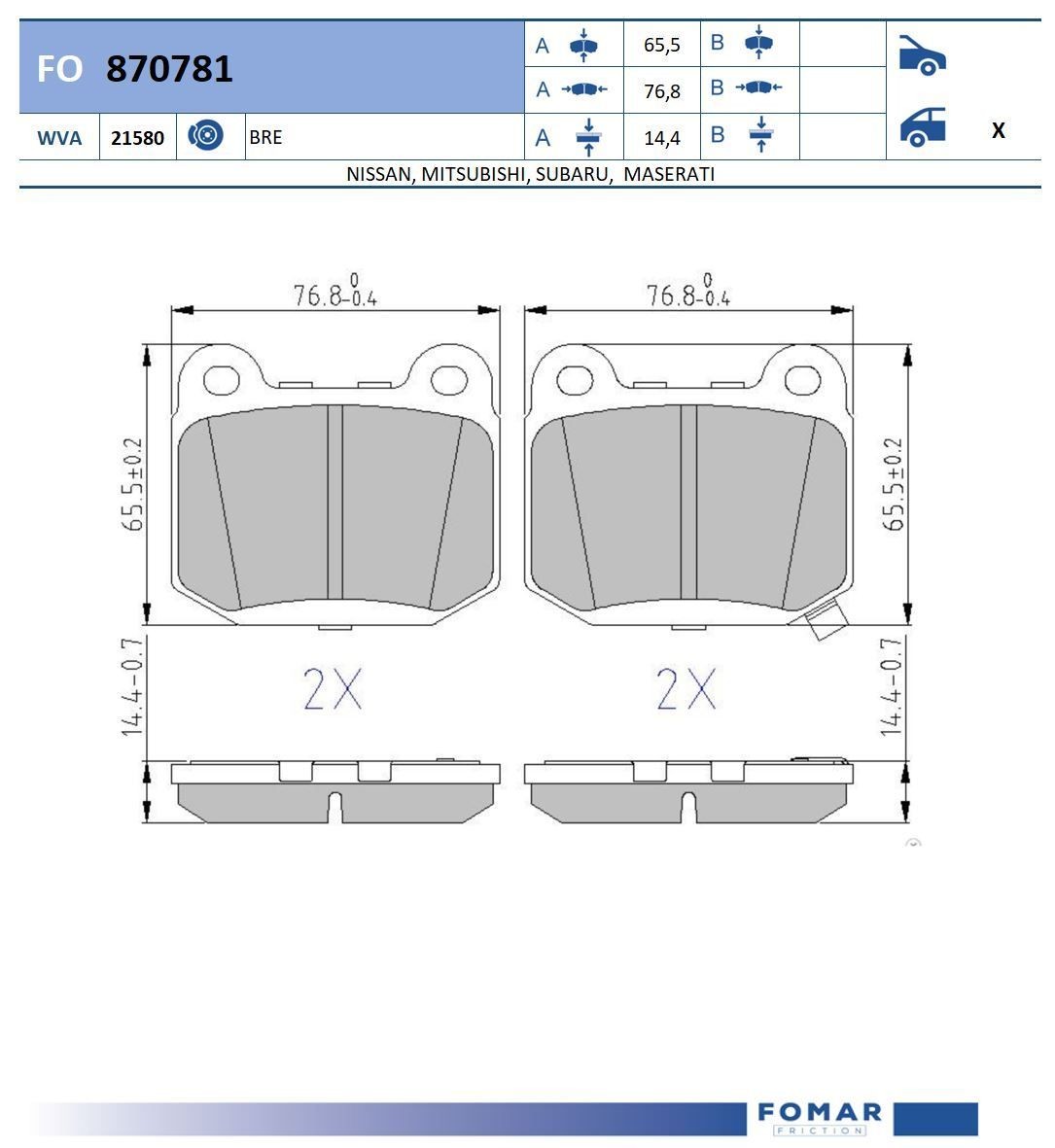 FOMAR Friction FO 870781: Piduriklotsid