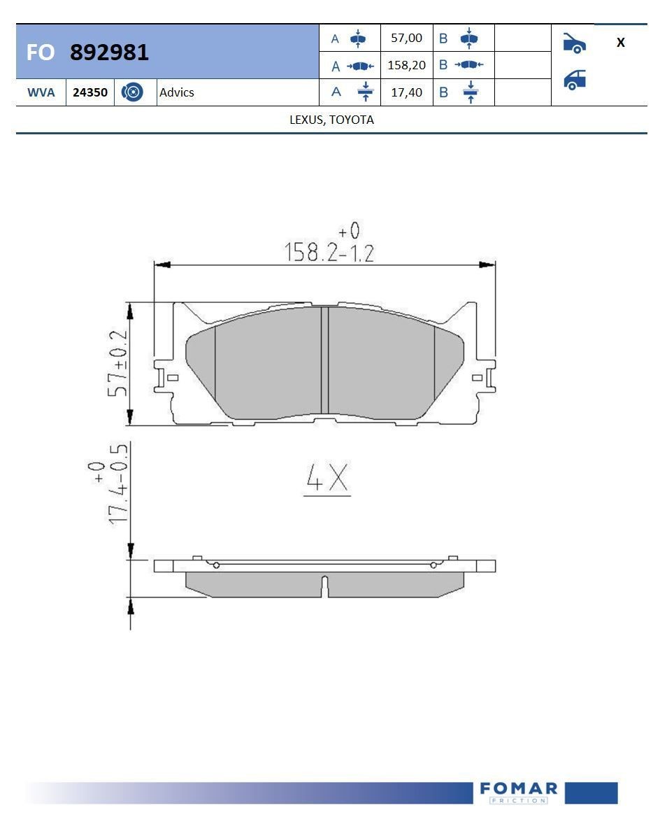 FOMAR Friction FO 892981: Piduriklotsid