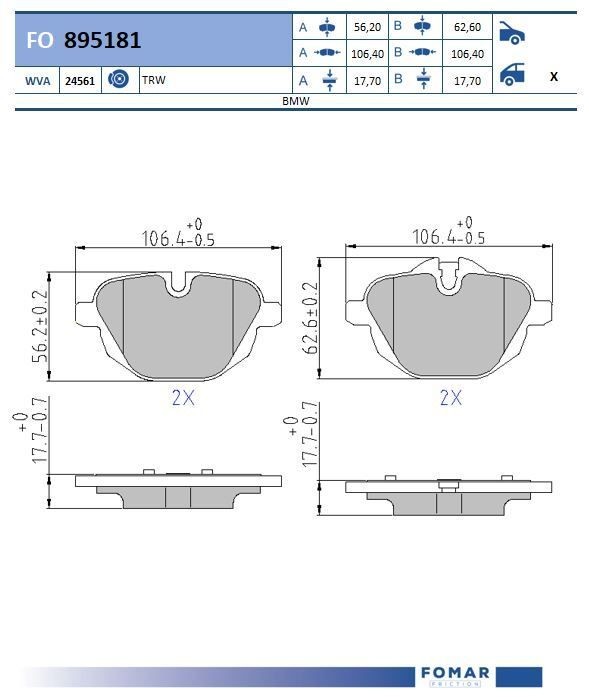 FOMAR Friction FO 895181: Kit pastiglie freni