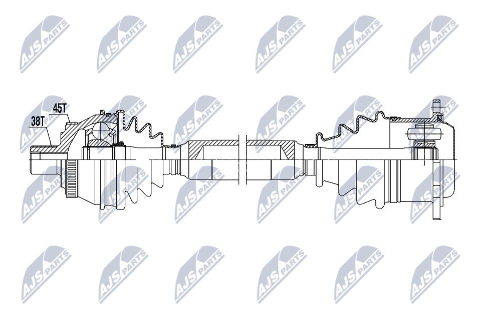 NTY NPW-AU-065: Semiasse Assale anteriore Sx, 553mm