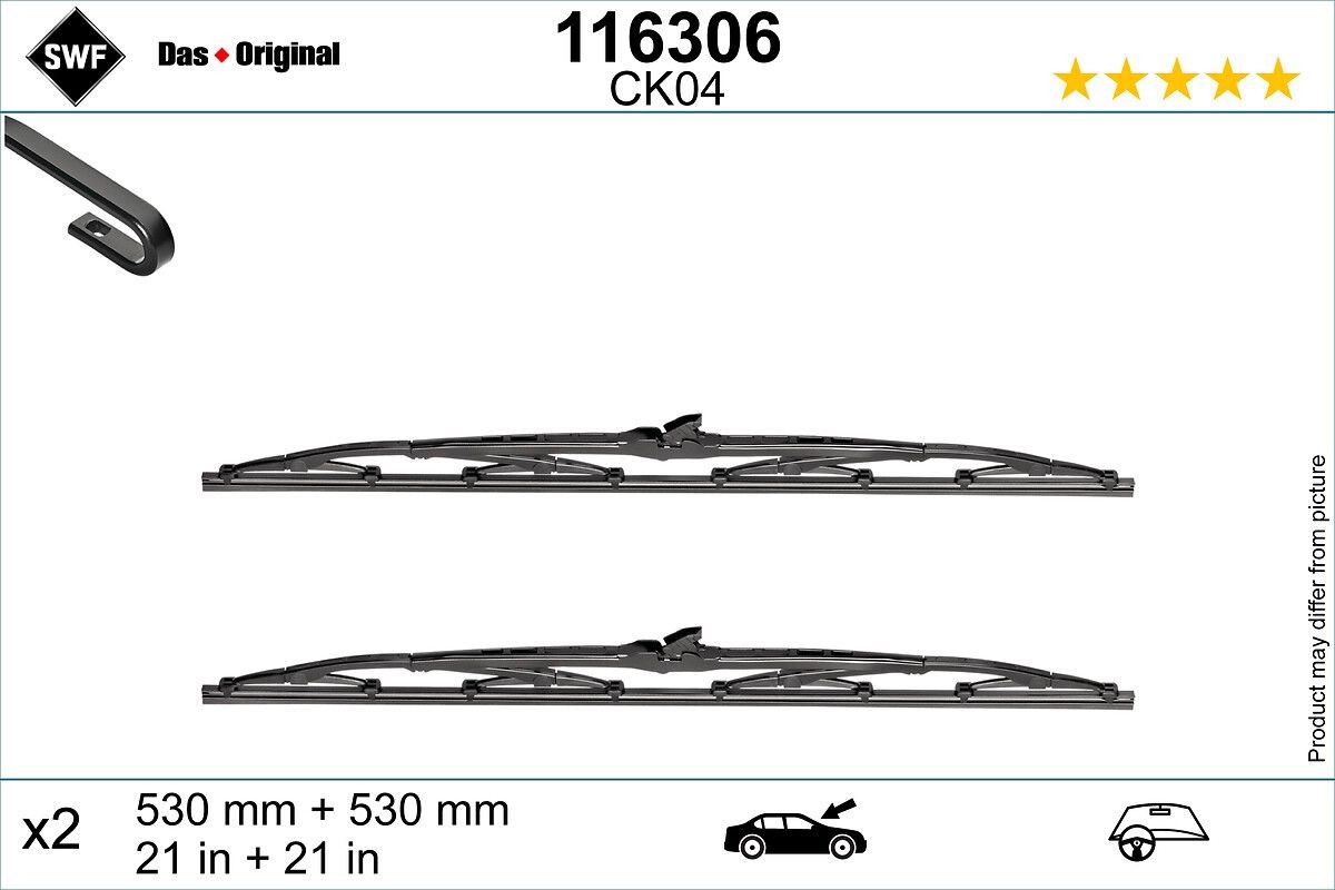 SWF 116306: Pyyhkijänsulka DAS ORIGINAL SET Edessä, 530mm