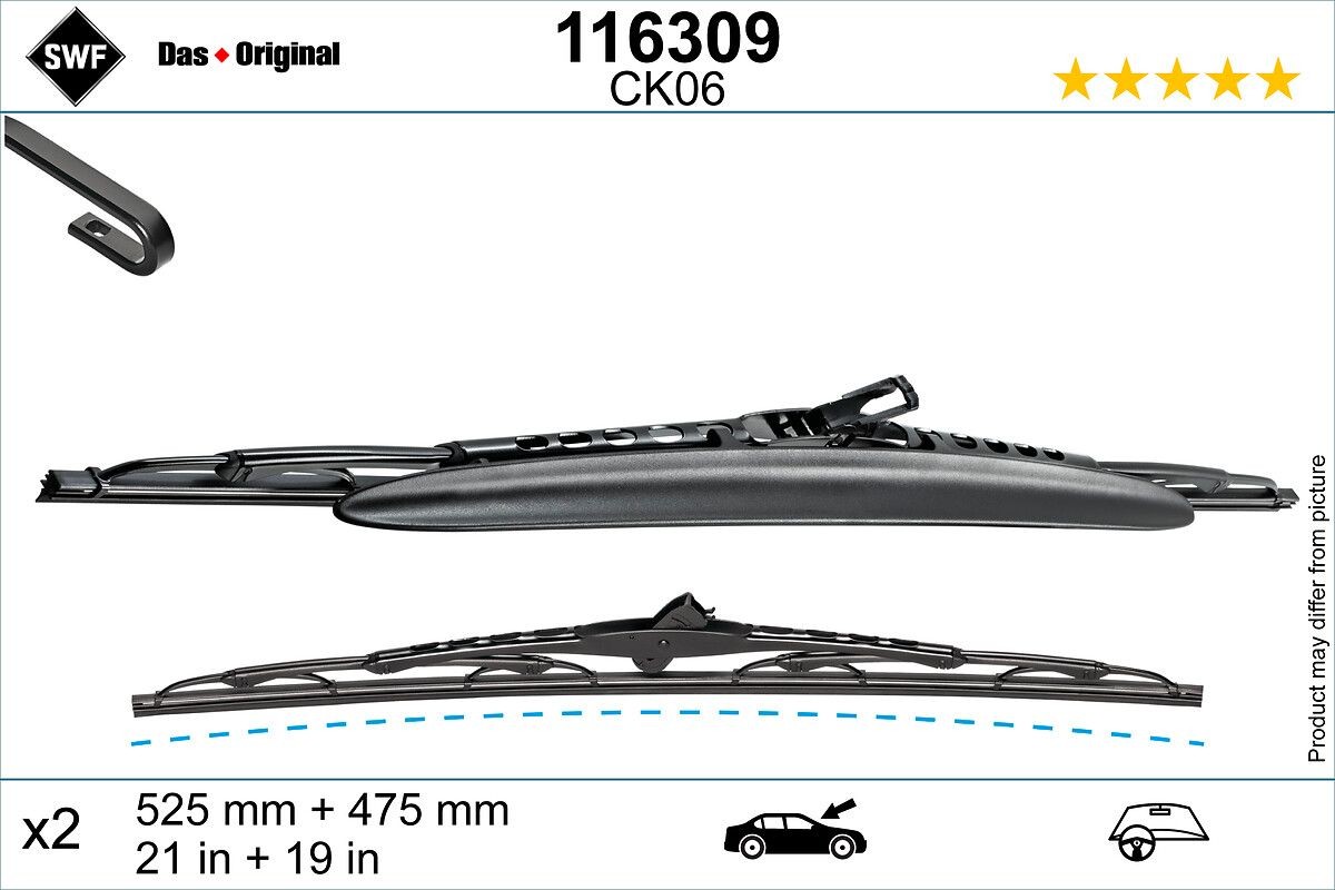 SWF 116309: Valytuvo gumelė DAS ORIGINAL SET priekis, 525mm