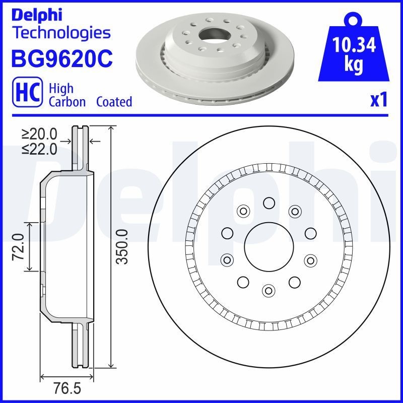 DELPHI BG9620C: Piduriketas Ø: 350mm, õhutusega, Ø: 350mm, kaetud