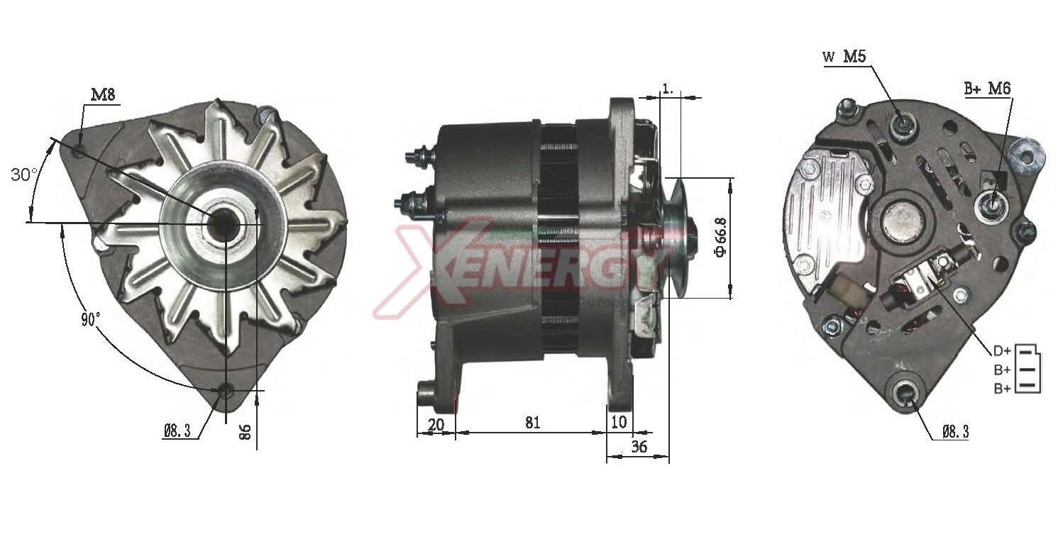 AP XENERGY XAL10825AD: Alternator 55A, cu regulator integrat