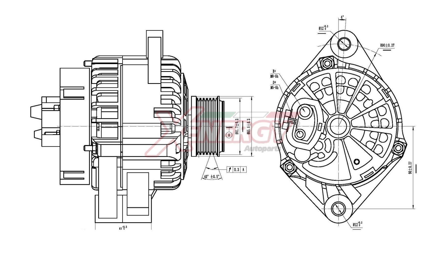 AP XENERGY XAL17030AD: Lichtmaschine 140A, mit integriertem Regler