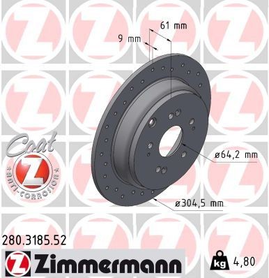 ZIMMERMANN 280.3185.52: Disque de frein DISQUE DE FREIN SPORT Z Ø: 304mm, plein, perforé, Ø: 304mm, revêtu