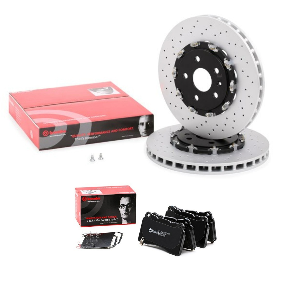 BREMBO BRB3405N0218: Pidurikomplekt, ketaspidur Ø: 355mm, augustatud/sise, kaheosaline piduriketas, Alumiiniumist pidurikettakamber TWO-PIECE FLOATING DISCS LINE