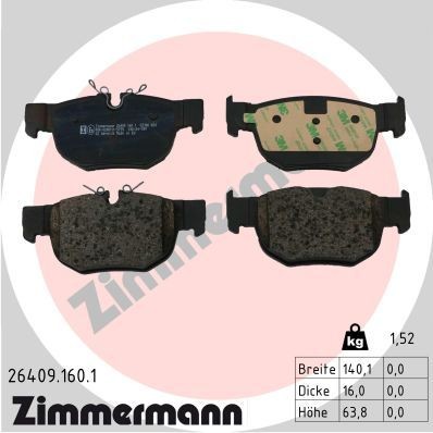 ZIMMERMANN 26409.160.1: Plăcuțe de frână Fotografia corespunde volumului livrării
