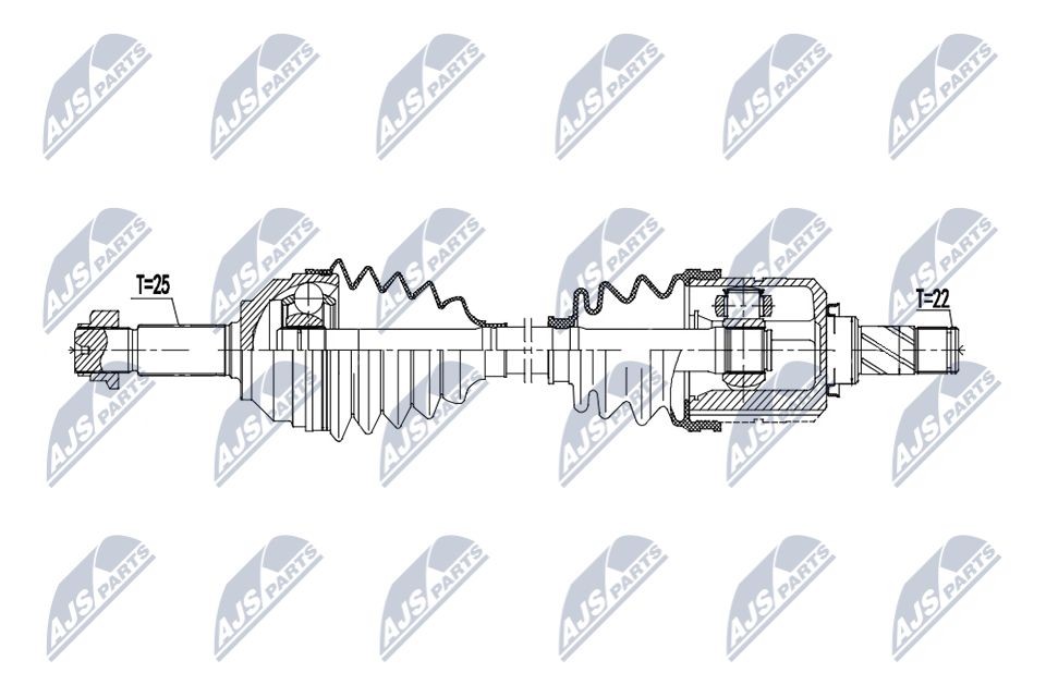 NTY NPW-DW-067: Drivaxel framaxel vänster, 680mm