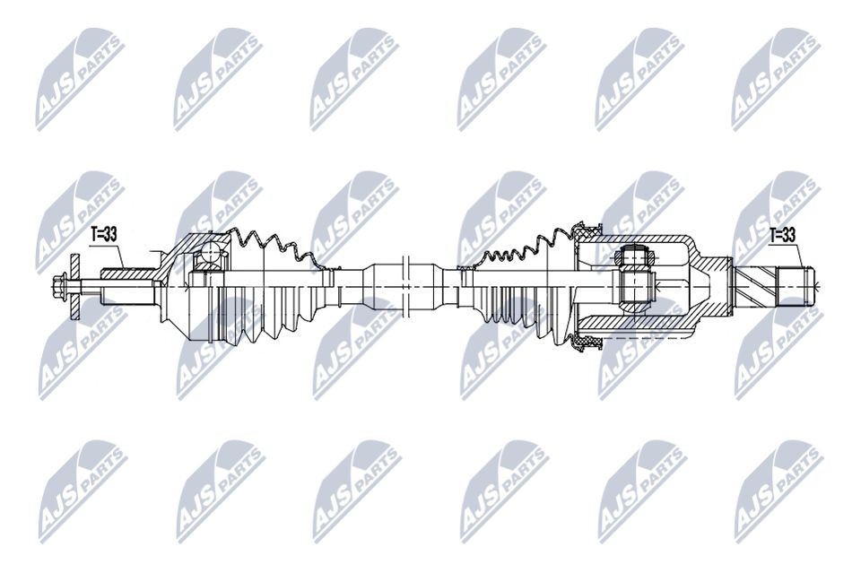 NTY NPW-ME-196: Arbre de transmission Essieu arrière droit, 873mm