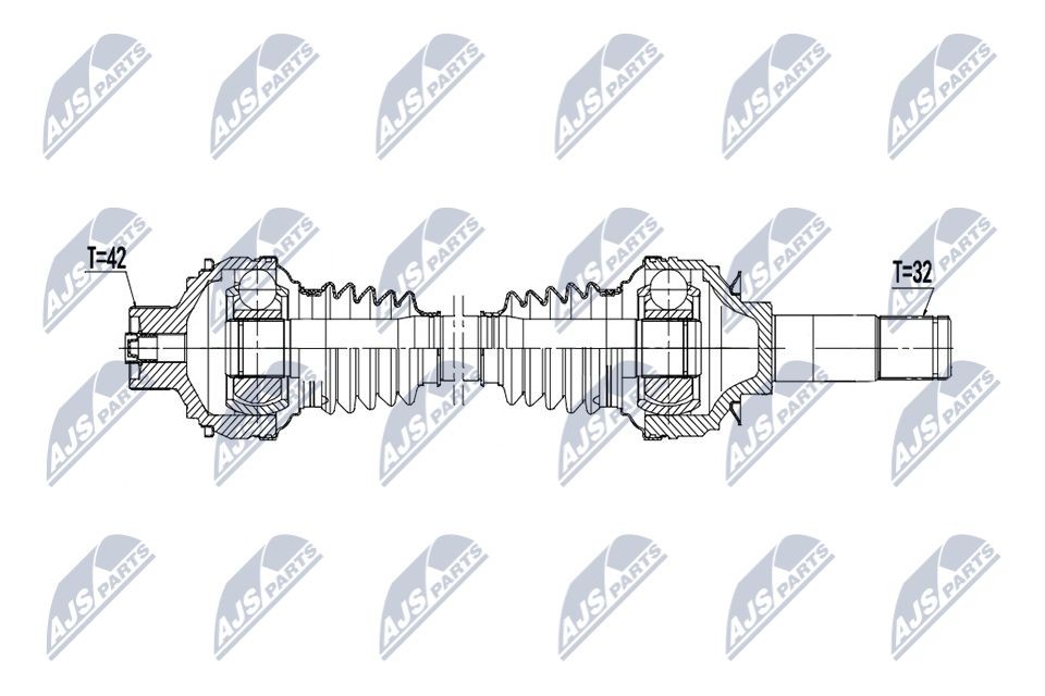 NTY NPW-PS-022: Semiasse Assale posteriore Sx, Assale posteriore Dx, 795mm