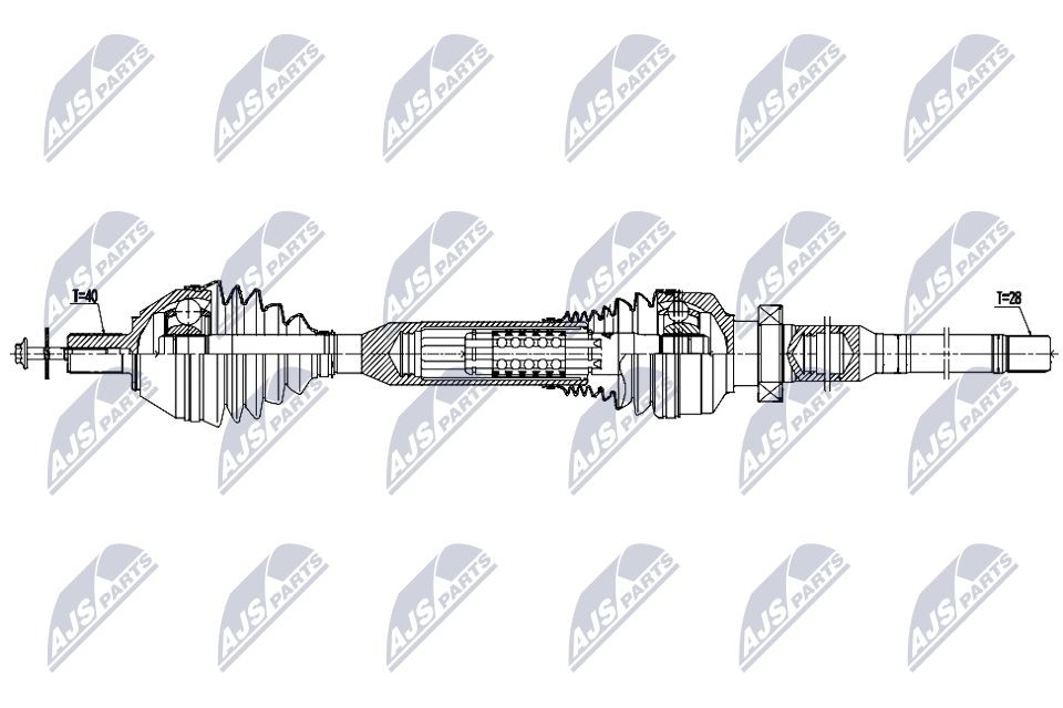 NTY NPW-VV-154: Drivaxel framaxel höger, 1025mm