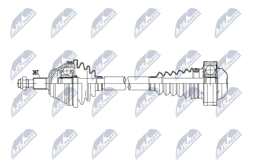 NTY NPW-VW-216: Piedziņas vārpsta Priekšējais tilts pa labi, 655mm