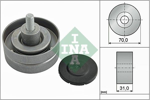 INA 532 0415 10: Seade- / juhtrull, soonrihm Ø: 70mm, koos lisadega, koos mütsiga