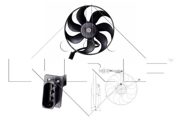 NRF 47064: Radiaatori ventilaator 350mm, ilma jahutusventilaatoriraamita(lenk)
